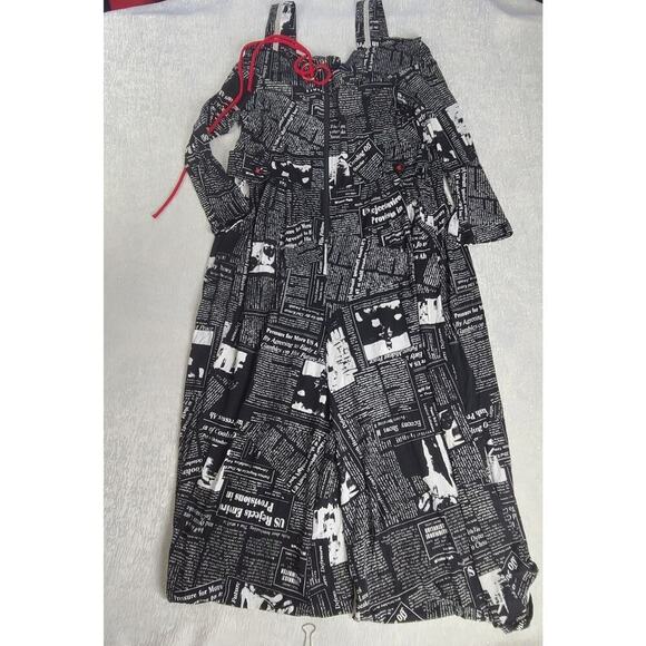 IC By Connie K Newspaper print women's jumpsuit Harem pants Medium Art to Wear - Picture 5 of 15
